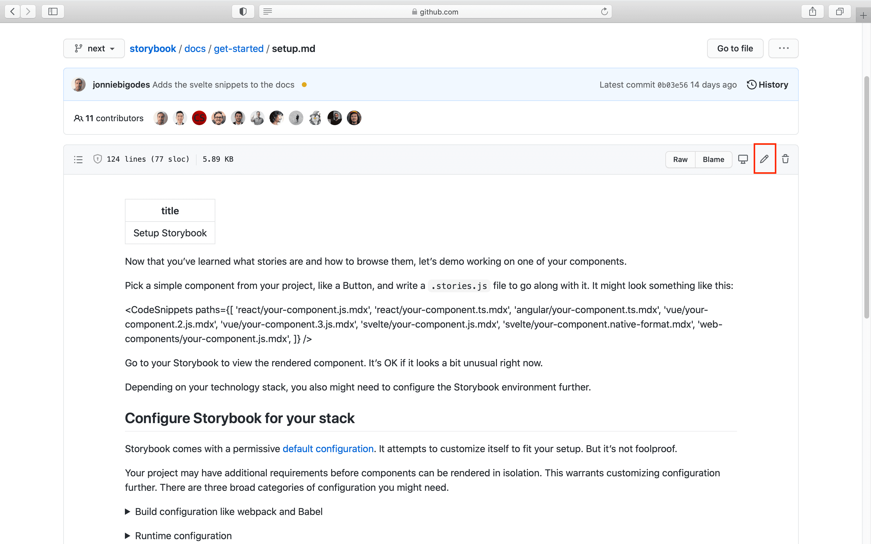 GitHub edit documentation